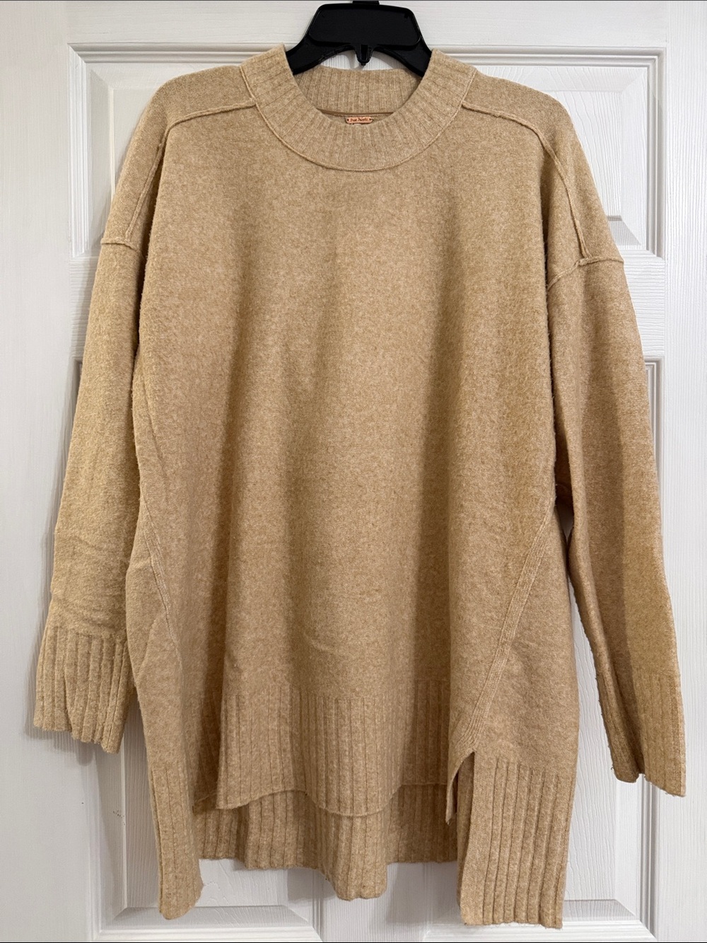 Free People Oversized Tan Crewneck Sweater